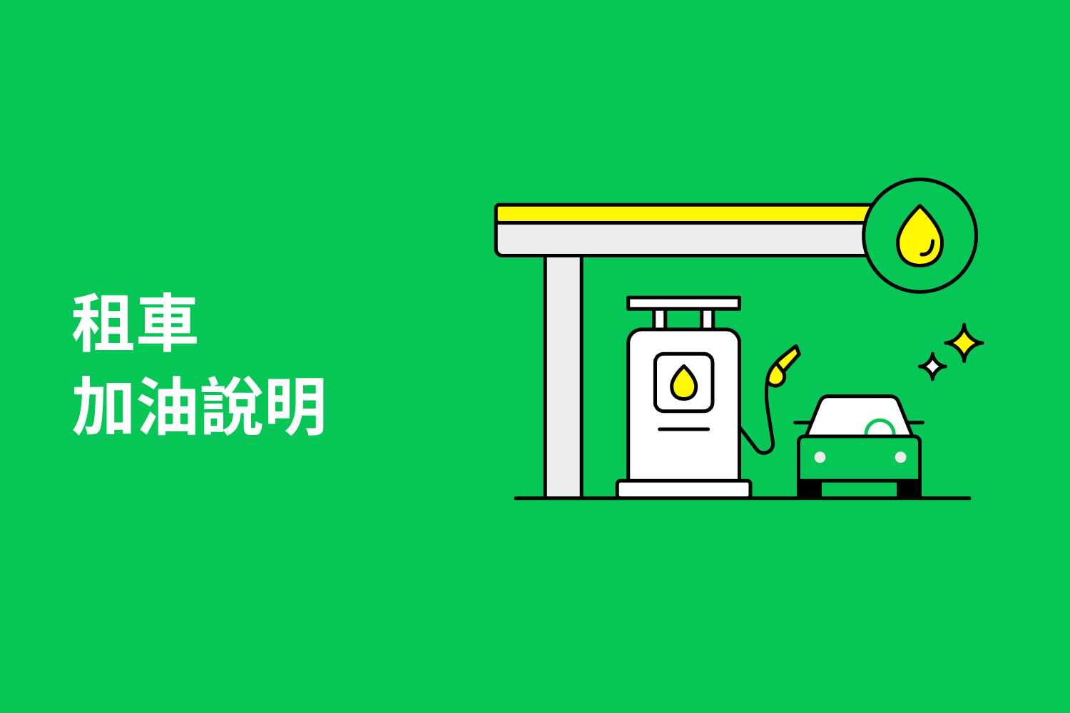 車子需要加油，使用車上附的加油卡，加油不用另外付擔⛽